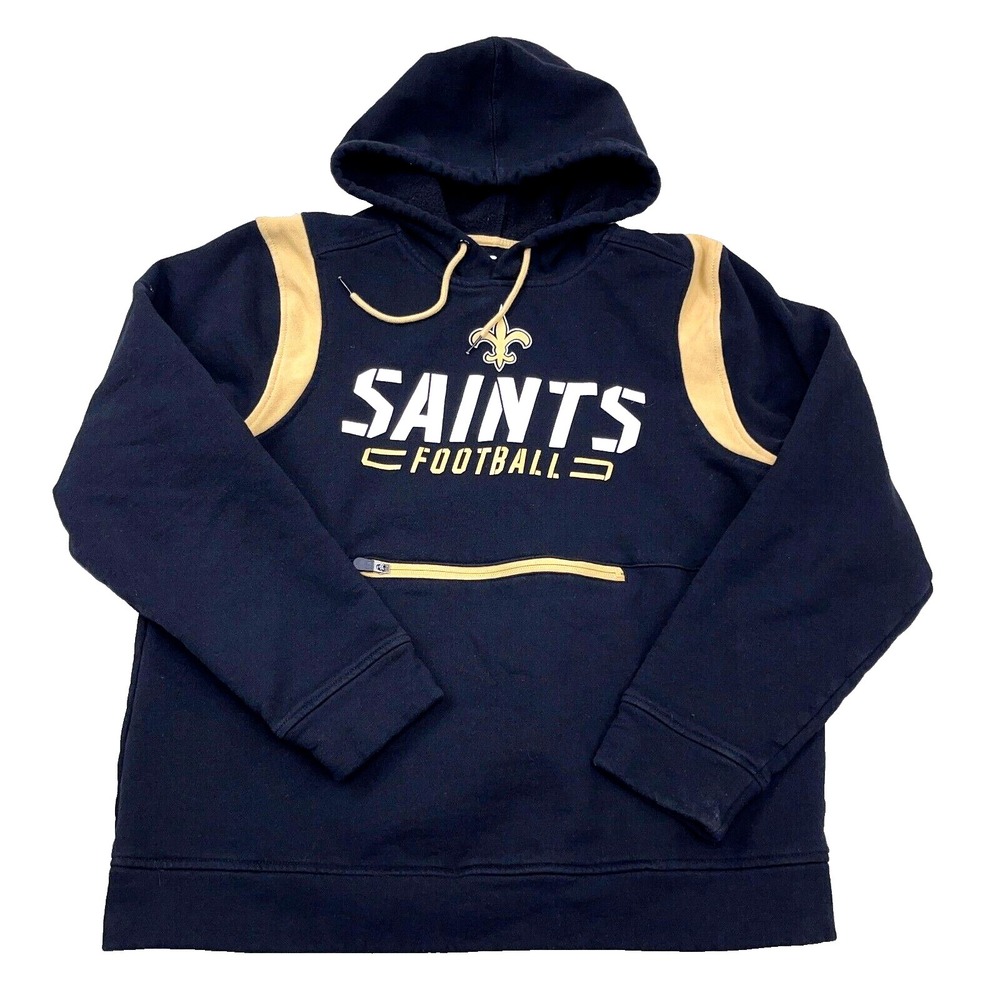 New Orleans‎ Saints Hoodie Men Large Sweatshirt Pullover Black Gold Anorak NFL